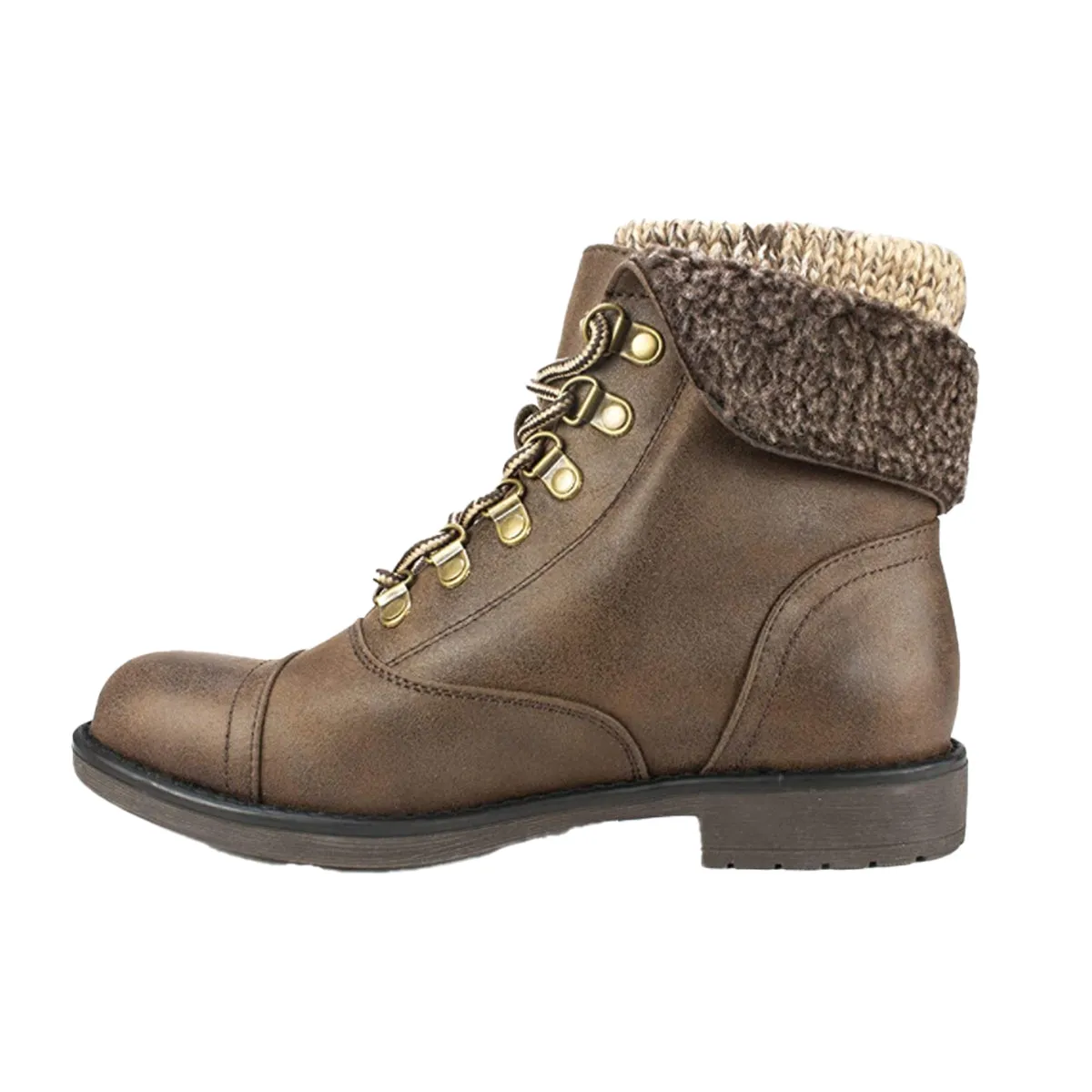 White Mountain Womens Daley Boots C30045-249 Brown/Fabric/Fleece