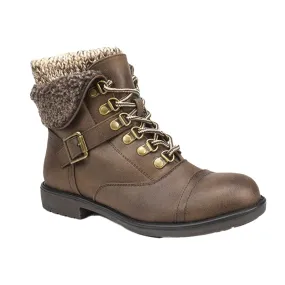 White Mountain Womens Daley Boots C30045-249 Brown/Fabric/Fleece