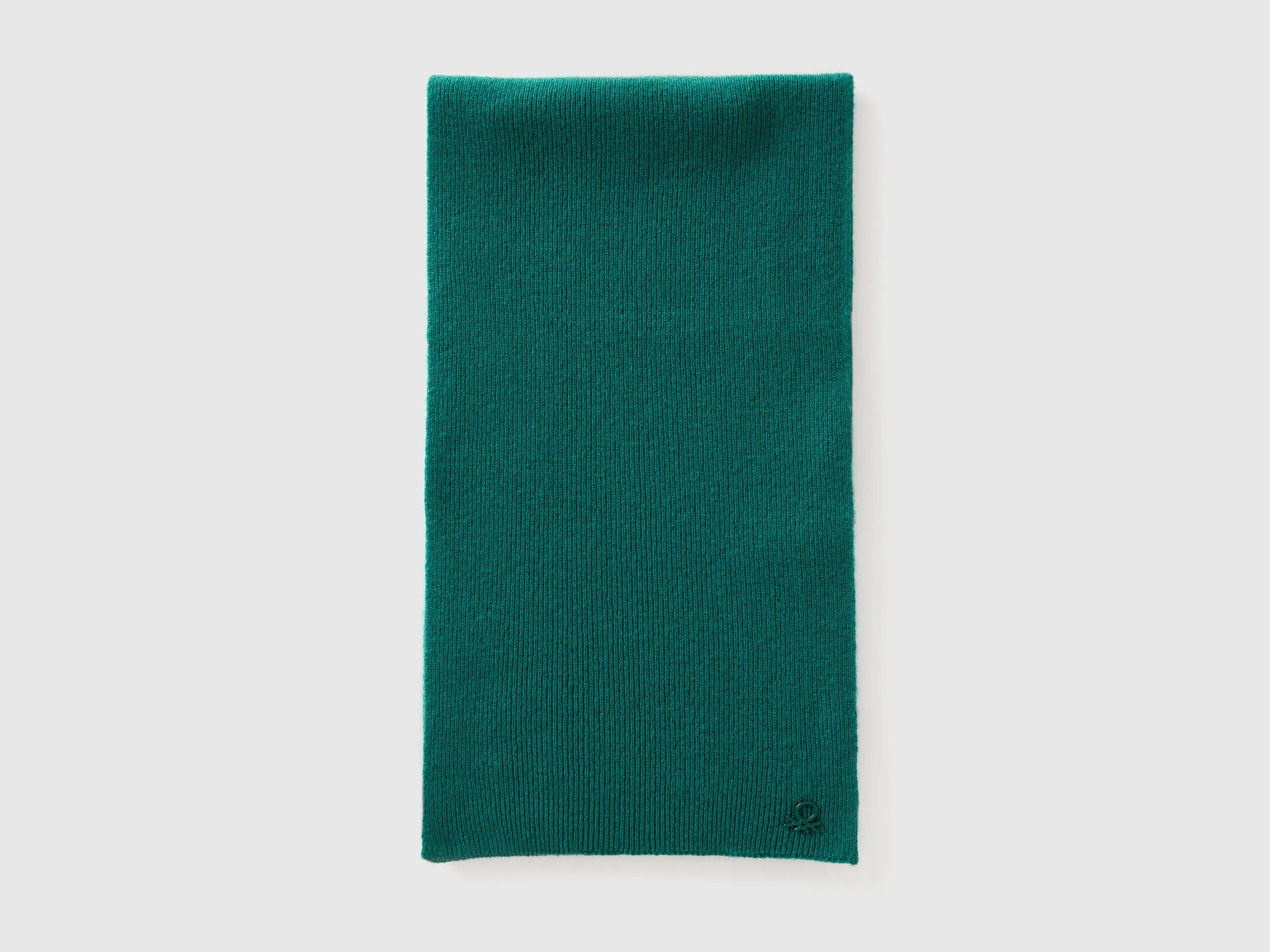 Wool blend scarf - Dark Green | Benetton