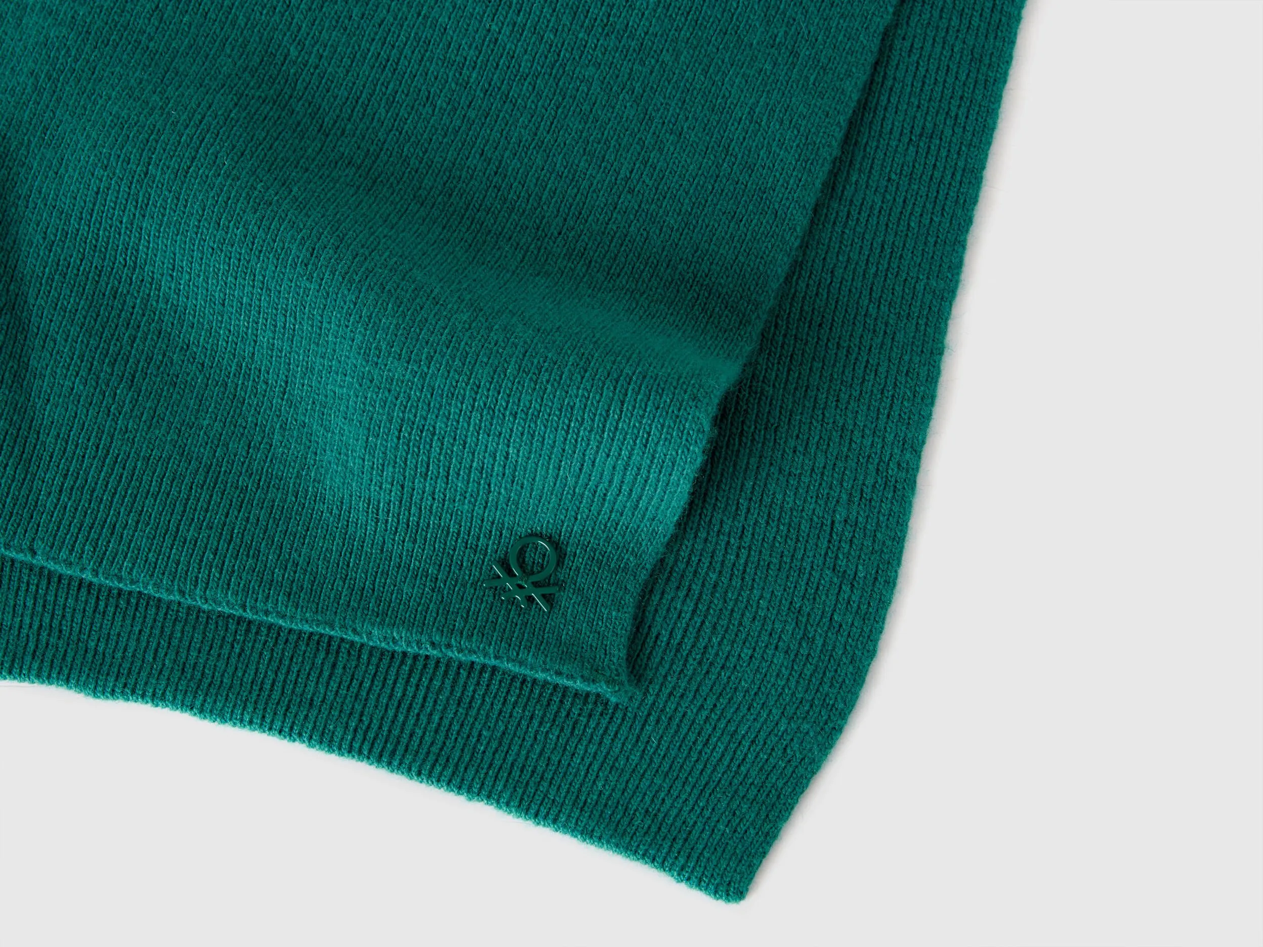 Wool blend scarf - Dark Green | Benetton